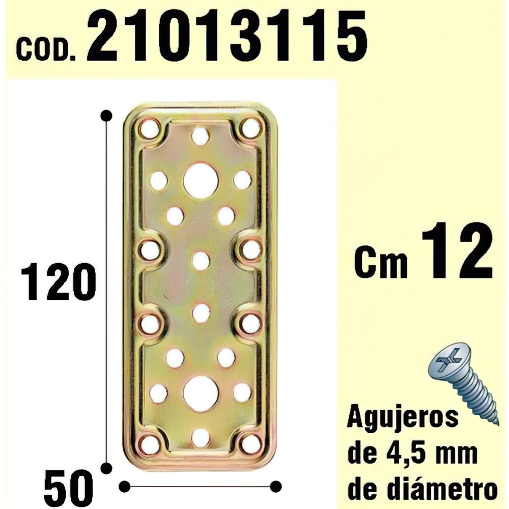 Soporte para madera placa bicromatada. - Medida: 50x 120 mm. - Placa bicromatada. - Realizada en metal.